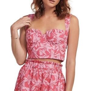 Charlie Holiday Pink Hibiscus Madonna Underwire Floral Crop Top Sz S NWT